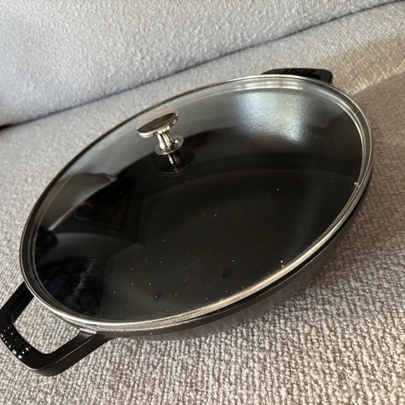 Staub Enameled Cast Iron Perfect Pan Wok, 12" Matte Black - Picture 1 of 5